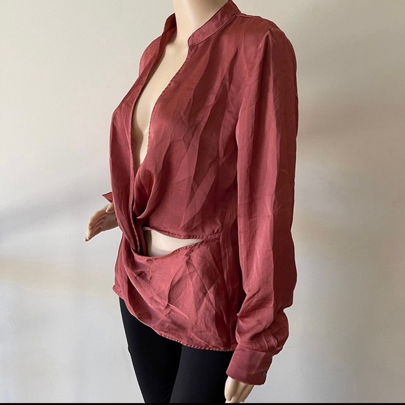 Cutout Asymmetrical Long Sleeve Blouse Size S - Picture 3 of 12